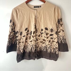 Floral Beige and Brown Cardigan